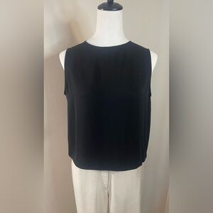 Dušan Vintage Designer 100% Silk Sleeveless Black Crop Top Made In Italy